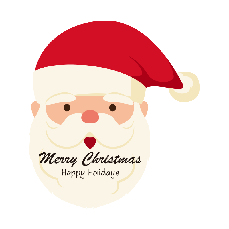 メリークリスマスと笑顔のサンタクロースのイラスト
