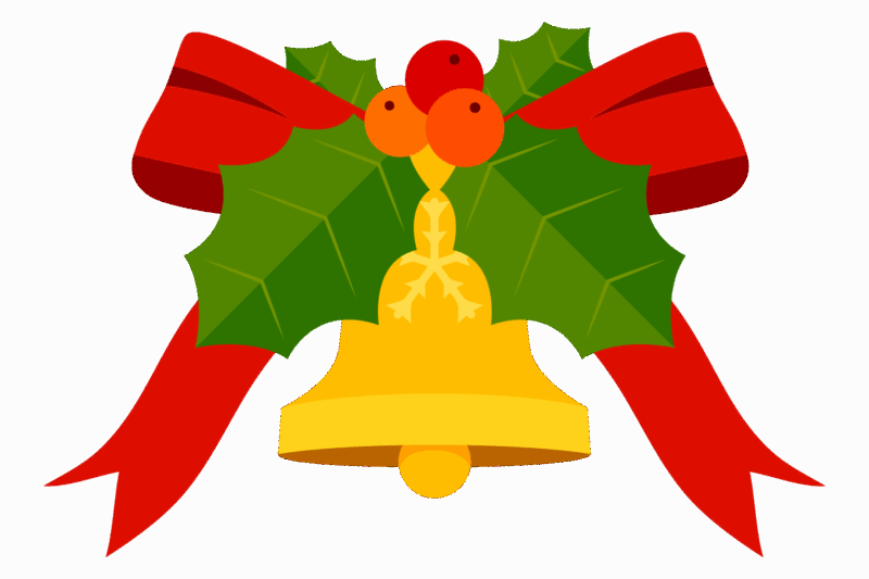 クリスマスベルと赤いリボンのイラスト