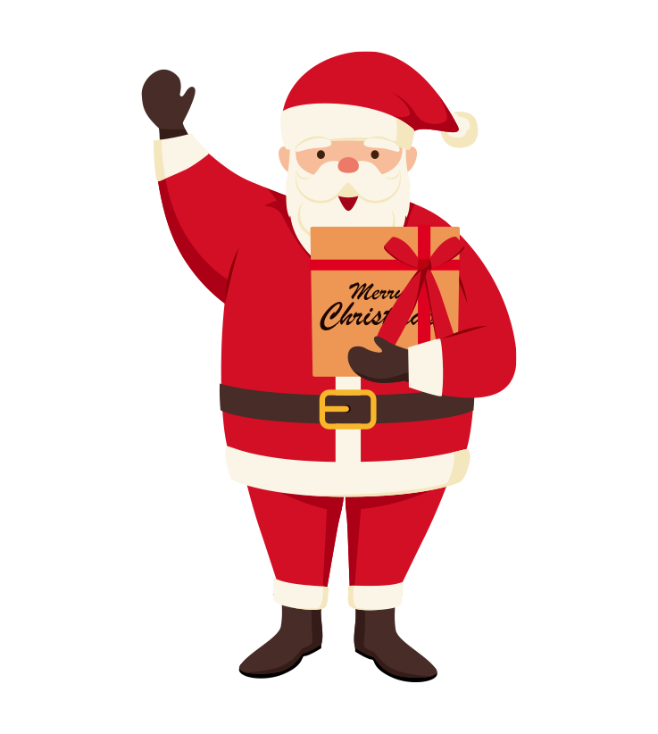 クリスマスのイラスト プレゼンを持ったサンタクロース