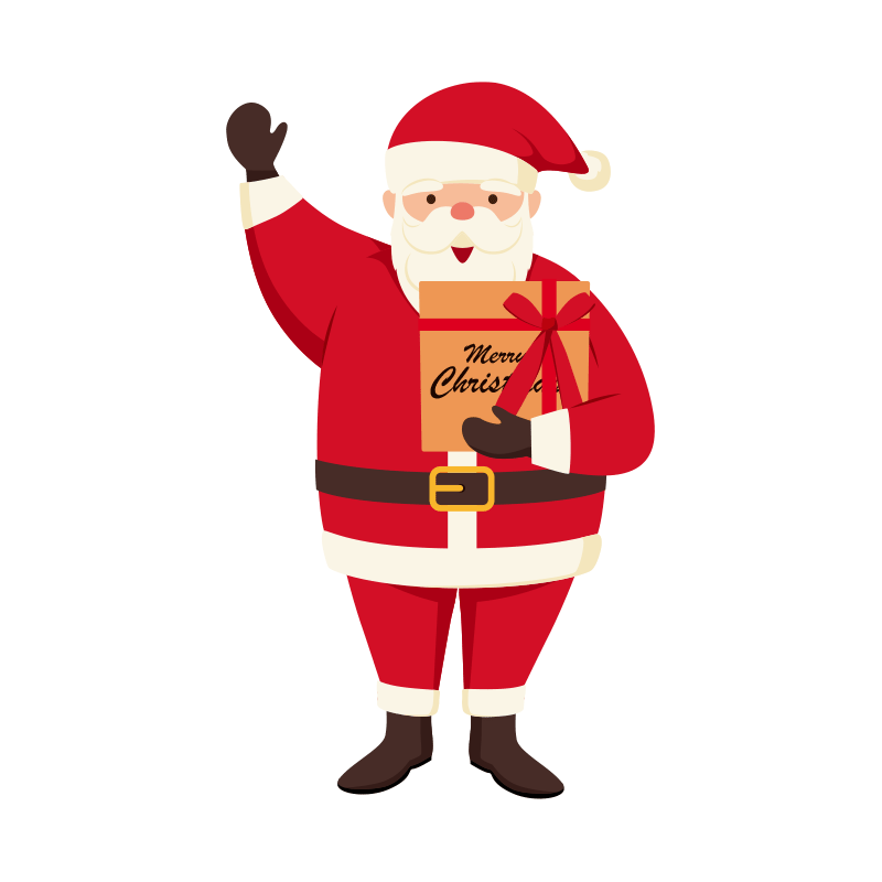 クリスマスのイラスト プレゼンを持ったサンタクロース