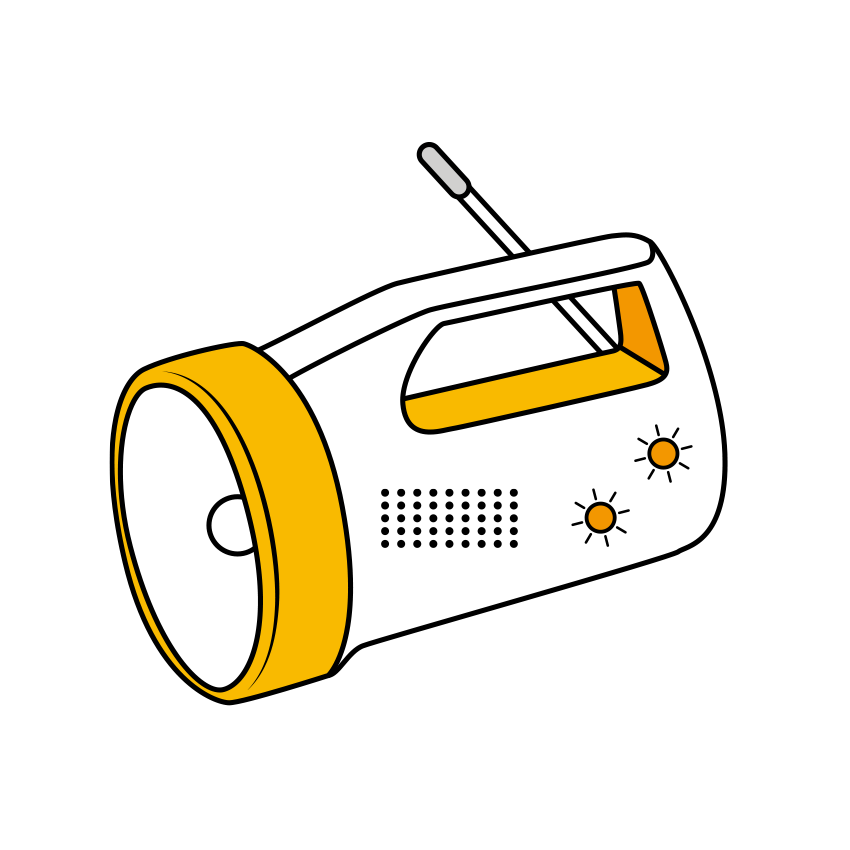 ラジオ付き懐中電灯のイラスト