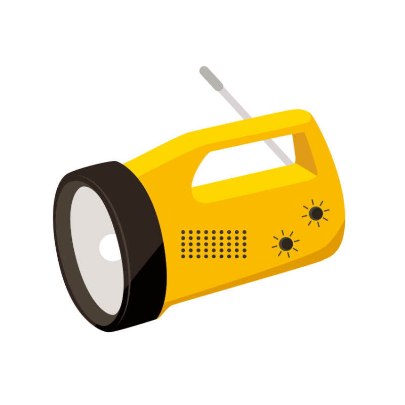 ラジオ付き懐中電灯のイラスト