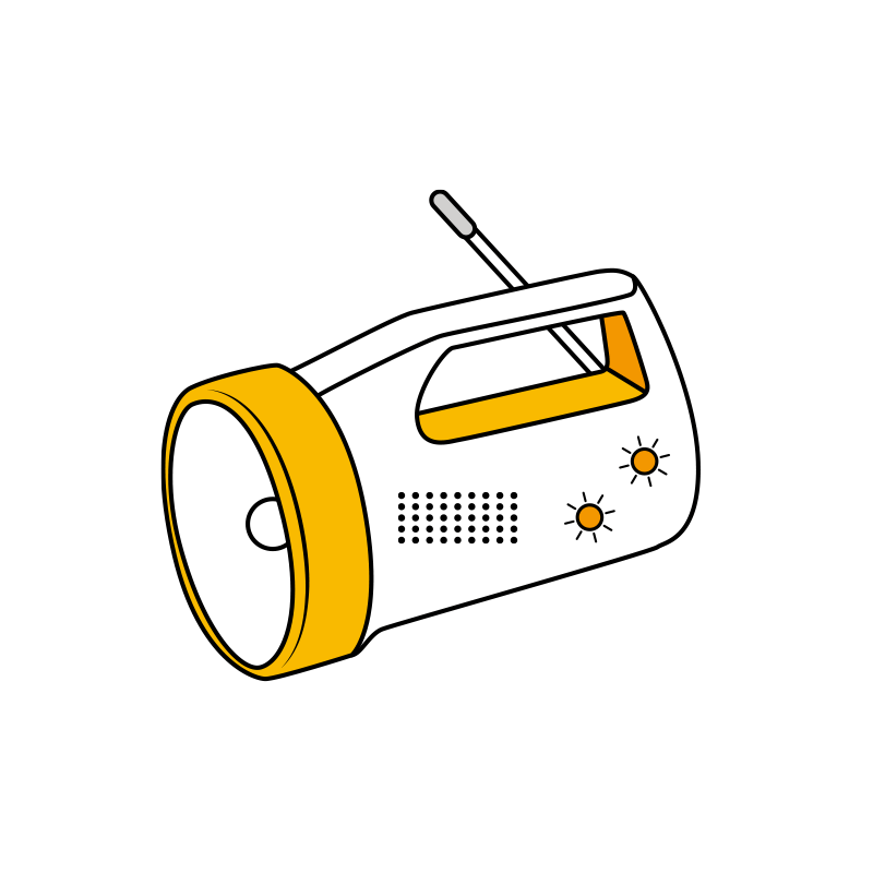 ラジオ付き懐中電灯のイラスト