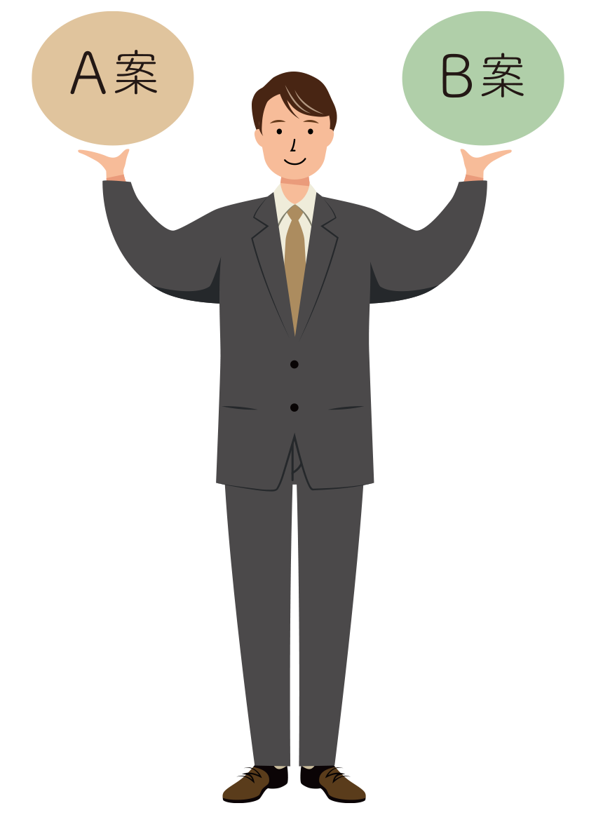 事業の提案をするビジネス男性のイラスト