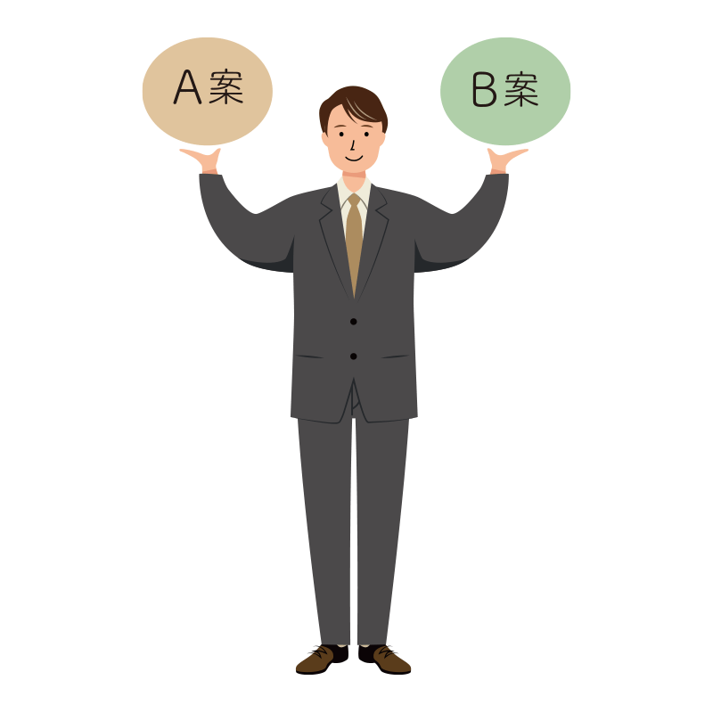 事業の提案をするビジネス男性のイラスト