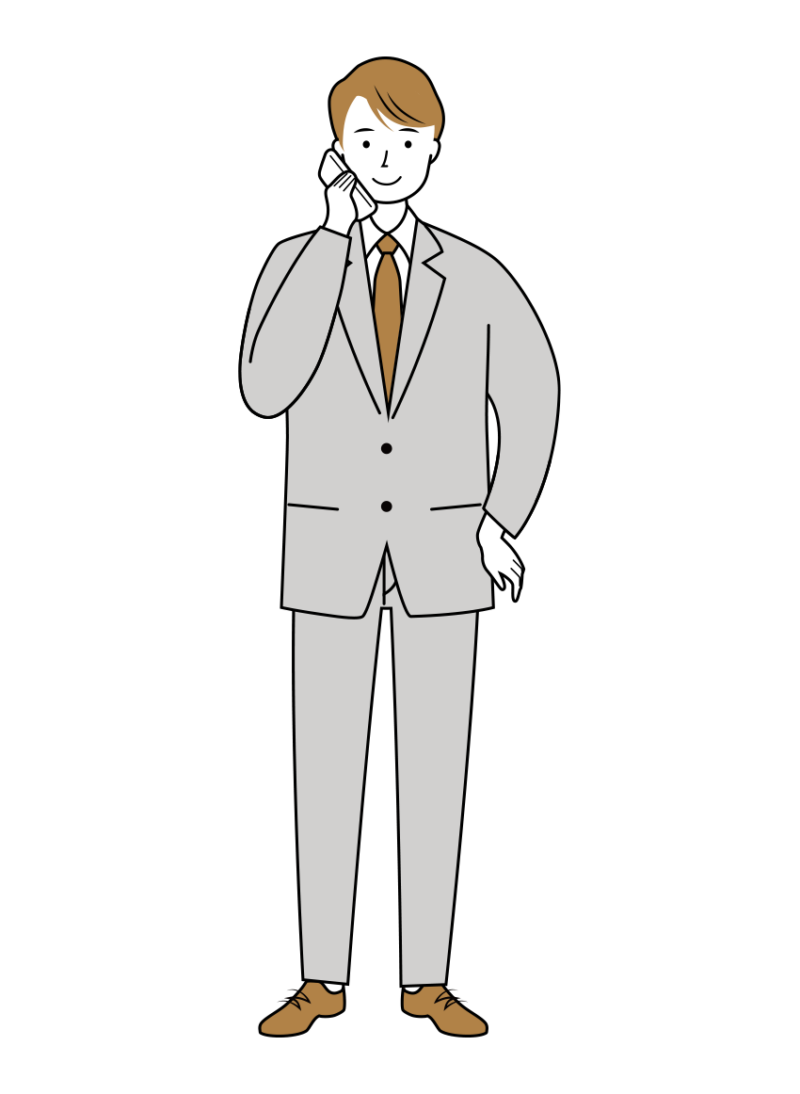スマホで会話をするビジネス男性のイラスト