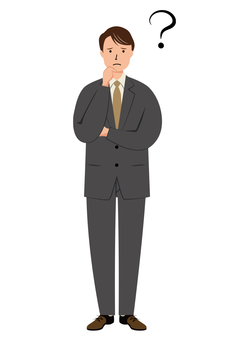 考える表情のビジネス男性のイラスト