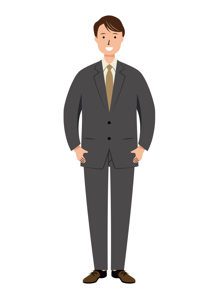 明るいお笑顔のビジネス男性のイラスト