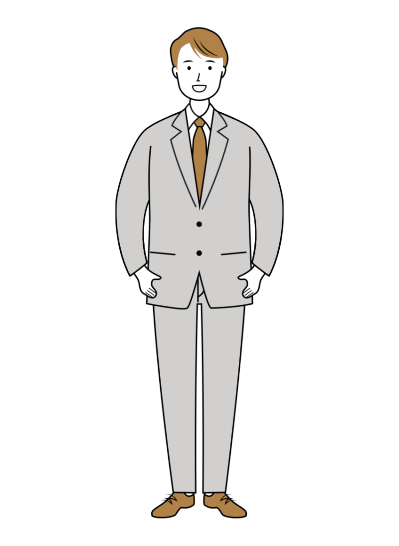 明るいお笑顔のビジネス男性のイラスト