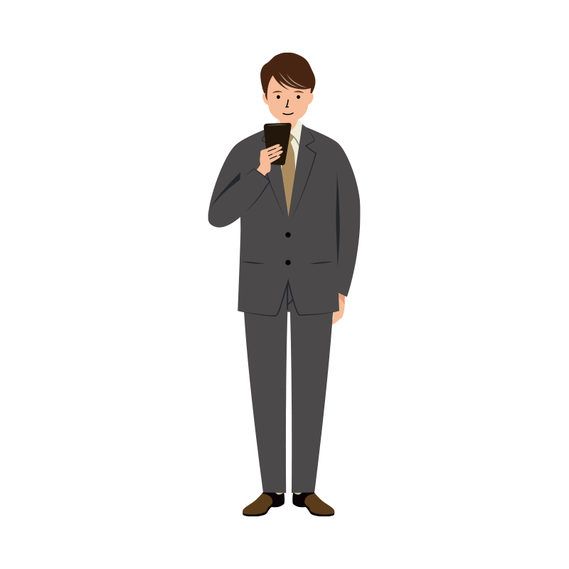 スマホに夢中になるビジネス男性のイラスト