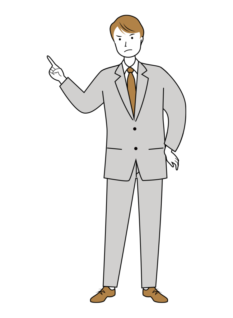 厳しく指摘をするビジネス男性のイラスト