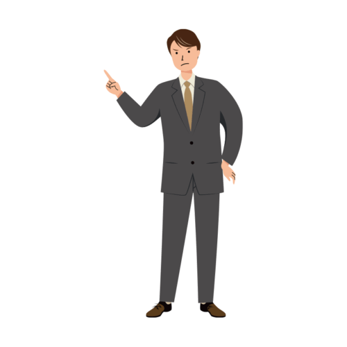 厳しく指摘をするビジネス男性のイラスト