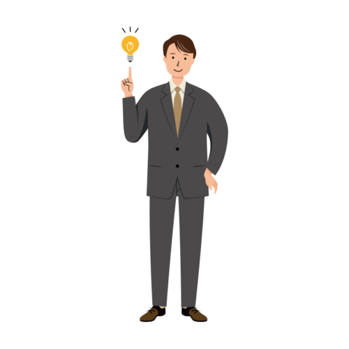 新しい考えが閃いた男性ビジネスのイラスト