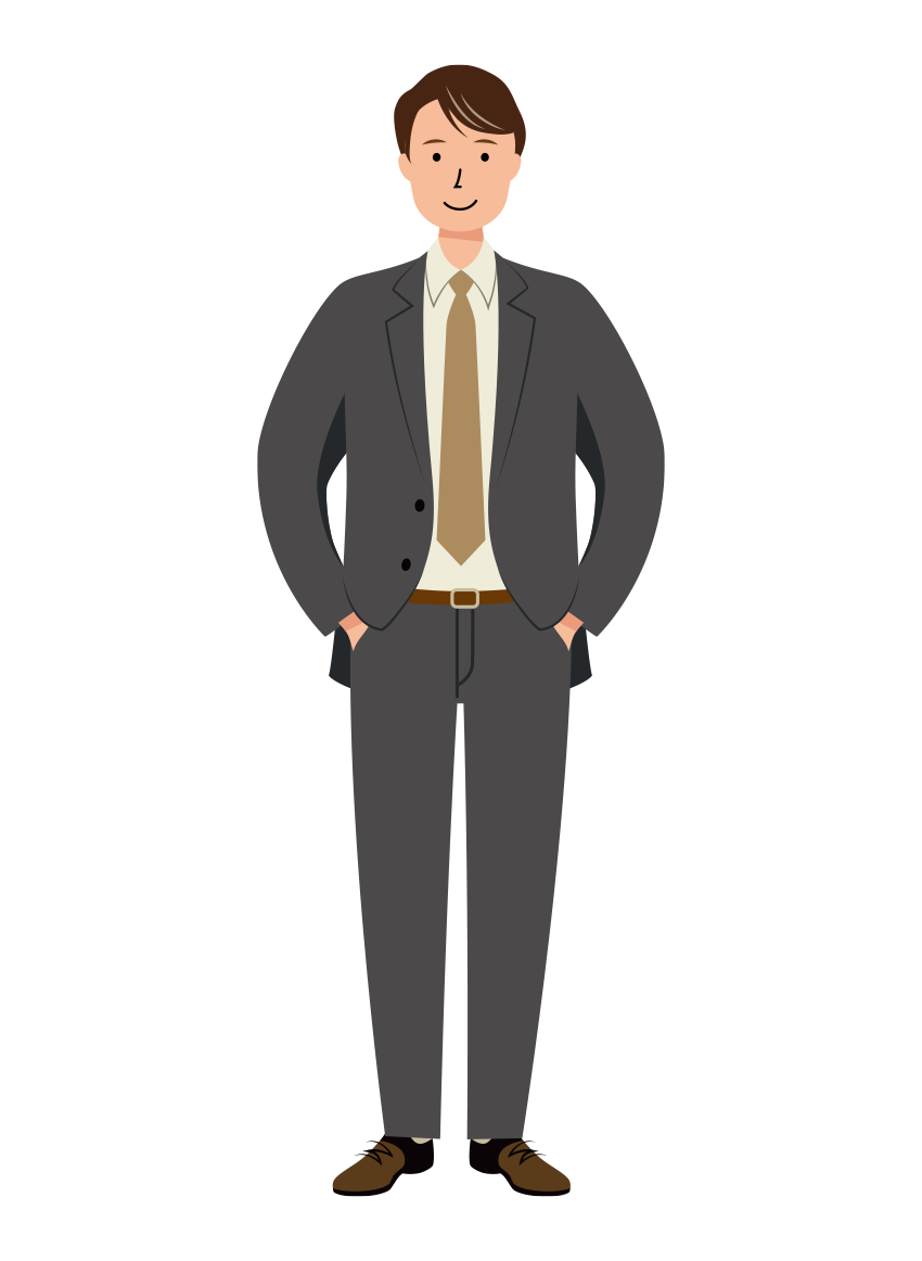 ポケットに手を入れている男性ビジネスのイラスト