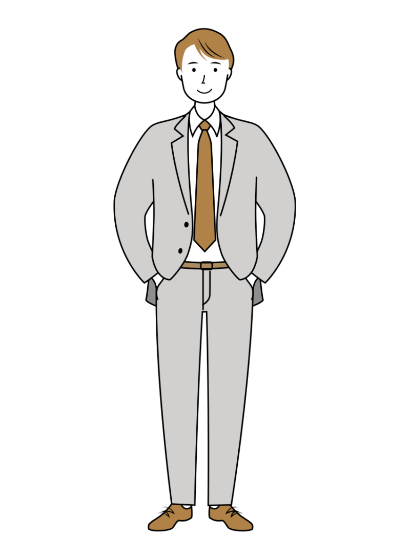 ポケットに手を入れている男性ビジネスのイラスト