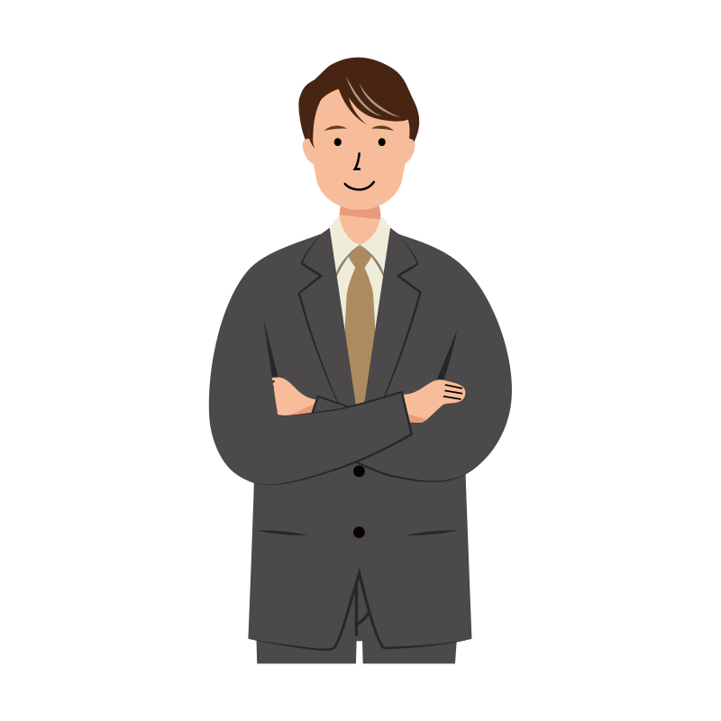 腕組みをしているサラリーマン男性のイラスト-上半身