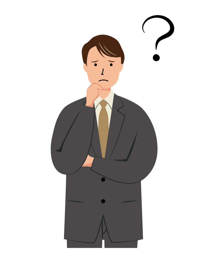 考える表情のビジネス男性のイラスト-上半身
