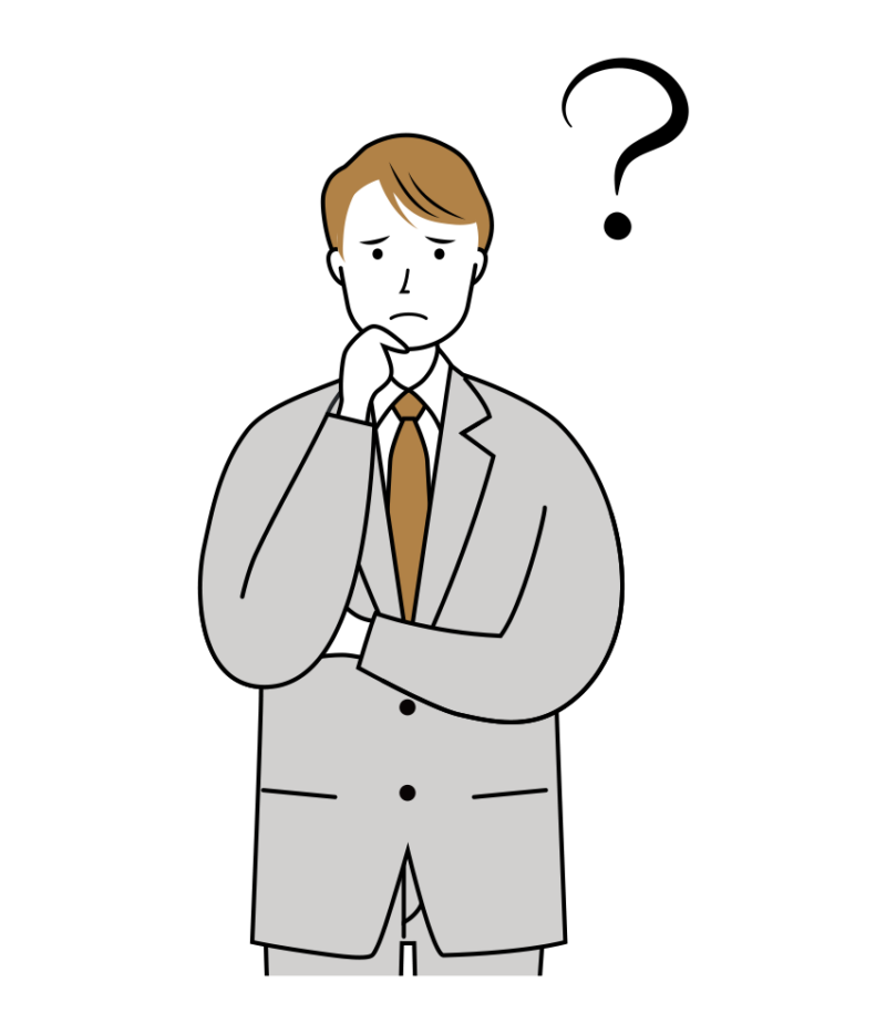 考える表情のビジネス男性のイラスト-上半身