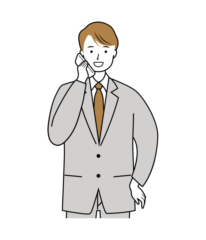 楽しそうにスマホを見ているビジネス男性のイラスト-上半身