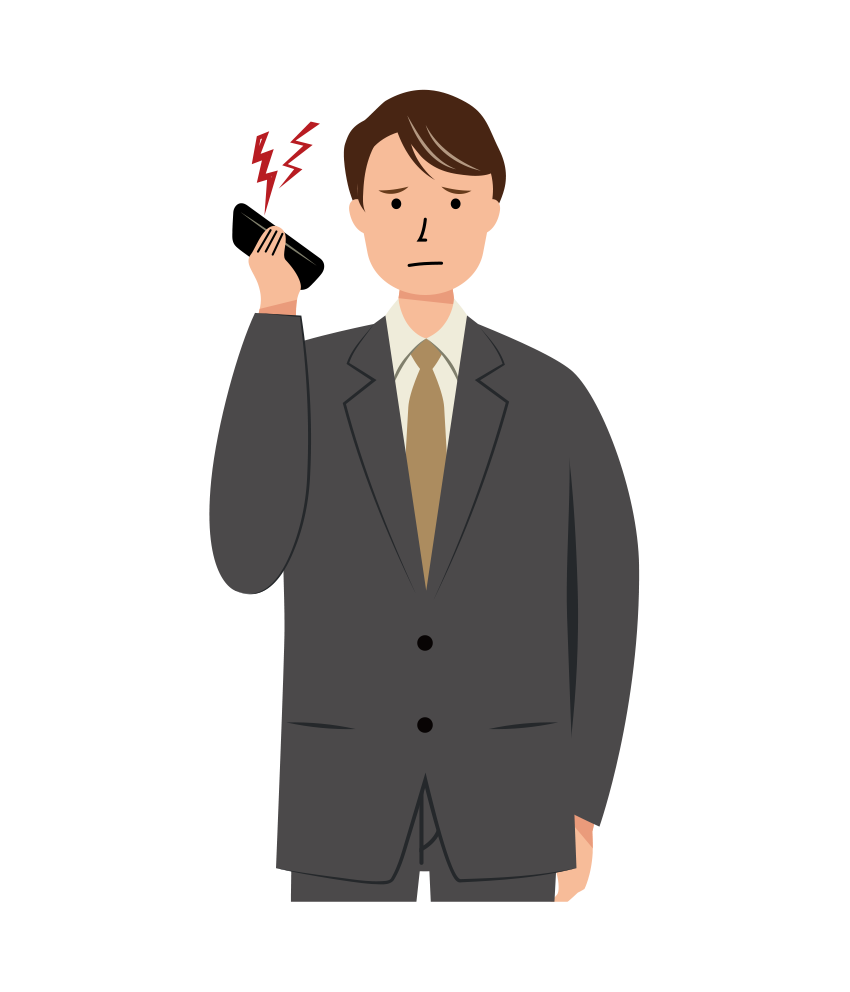 クレームの対応をするビジネス男性のイラスト-上半身