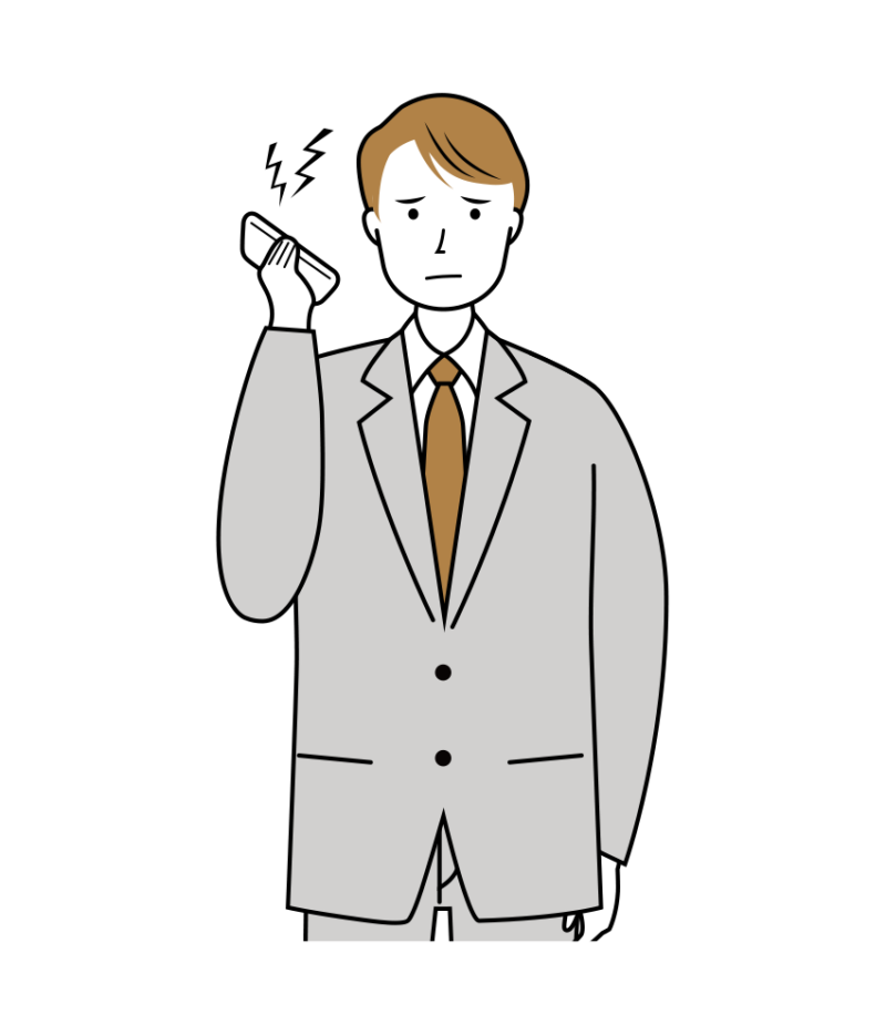 クレームの対応をするビジネス男性のイラスト-上半身