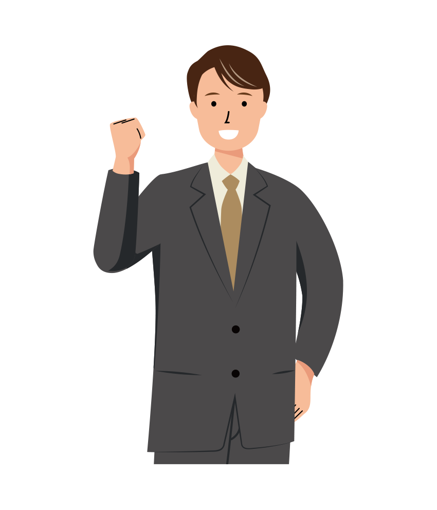 気合いの入ったビジネス男性のイラスト-上半身