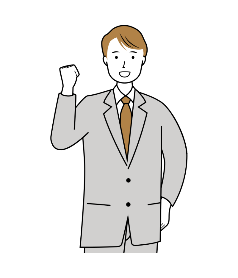 気合いの入ったビジネス男性のイラスト-上半身