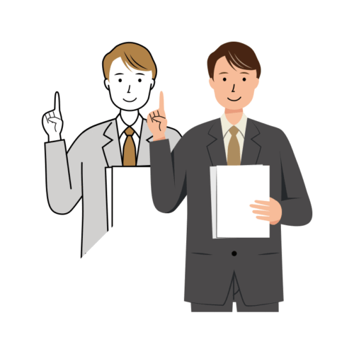 資料を読み上げるビジネスのイラスト-上半身