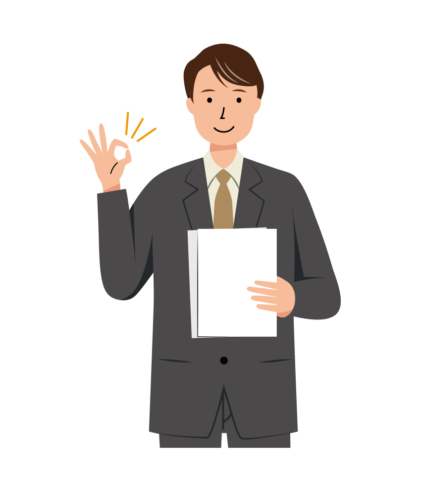 OKサインを出すビジネス男性のイラスト-上半身