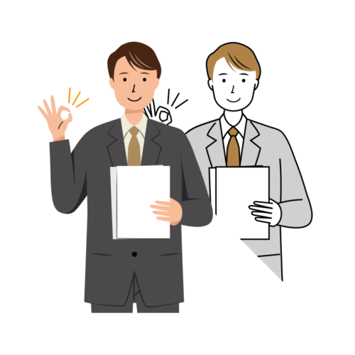 OKサインを出すビジネス男性のイラスト-上半身