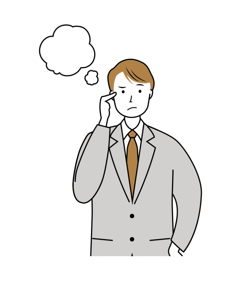 考え悩んでいる男性ビジネスのイラスト-上半身