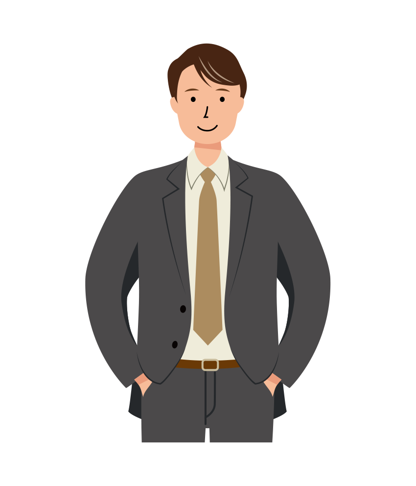 ポケットに手を入れている男性ビジネスのイラスト-上半身