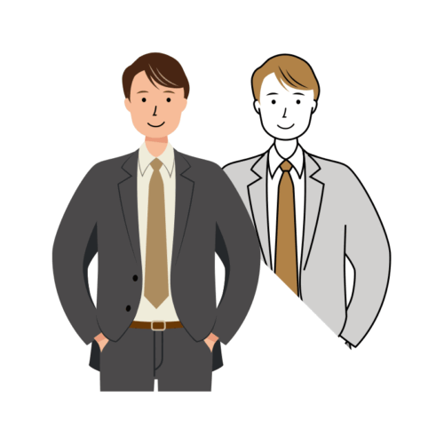 ポケットに手を入れている男性ビジネスのイラスト-上半身