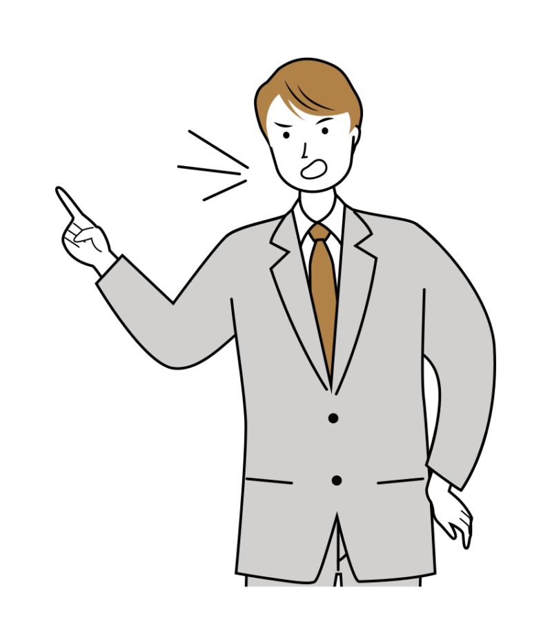 業務の指摘をするビジネス男性のイラスト-上半身