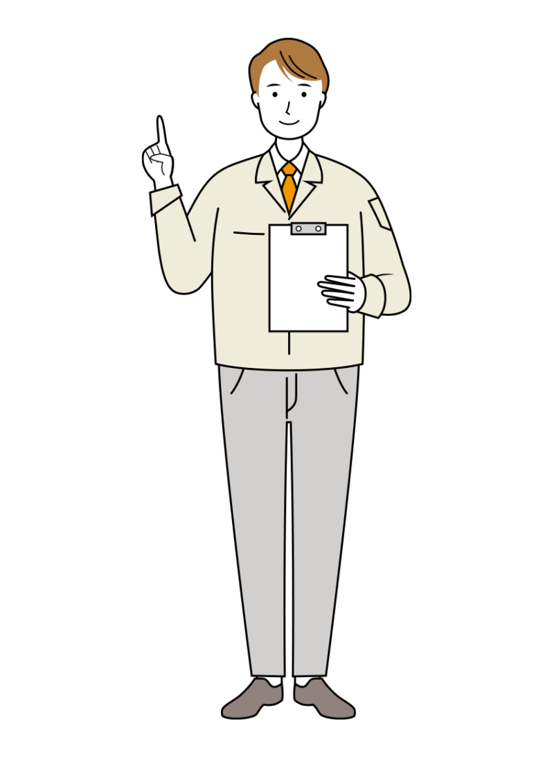 アドバイスをする作業員のイラスト-線画