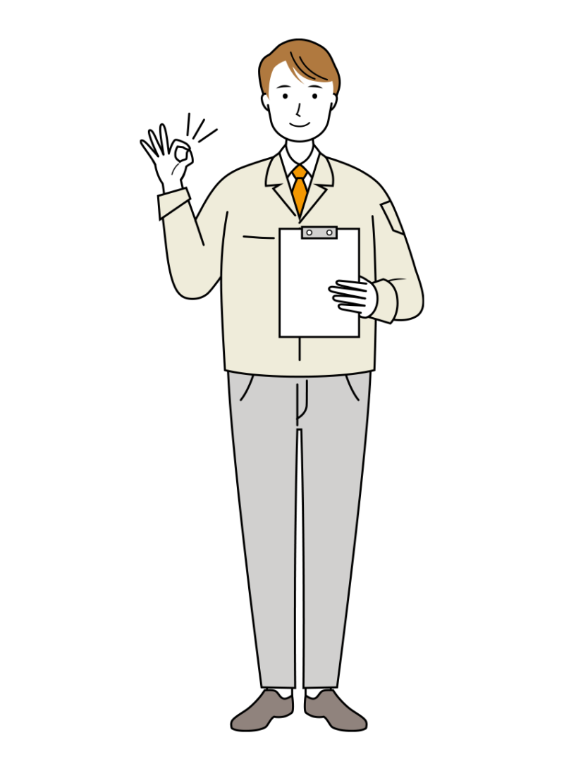 OKサインを出す作業員のイラスト-線画