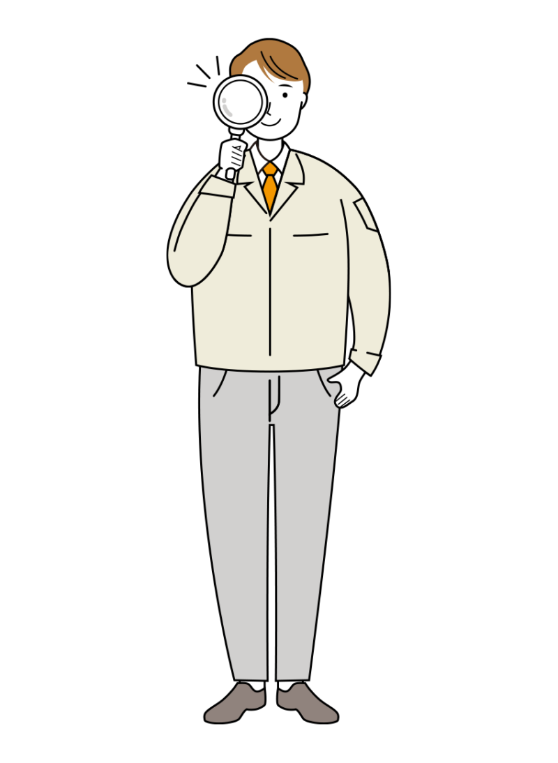 安全チェックをする作業員のイラスト-線画