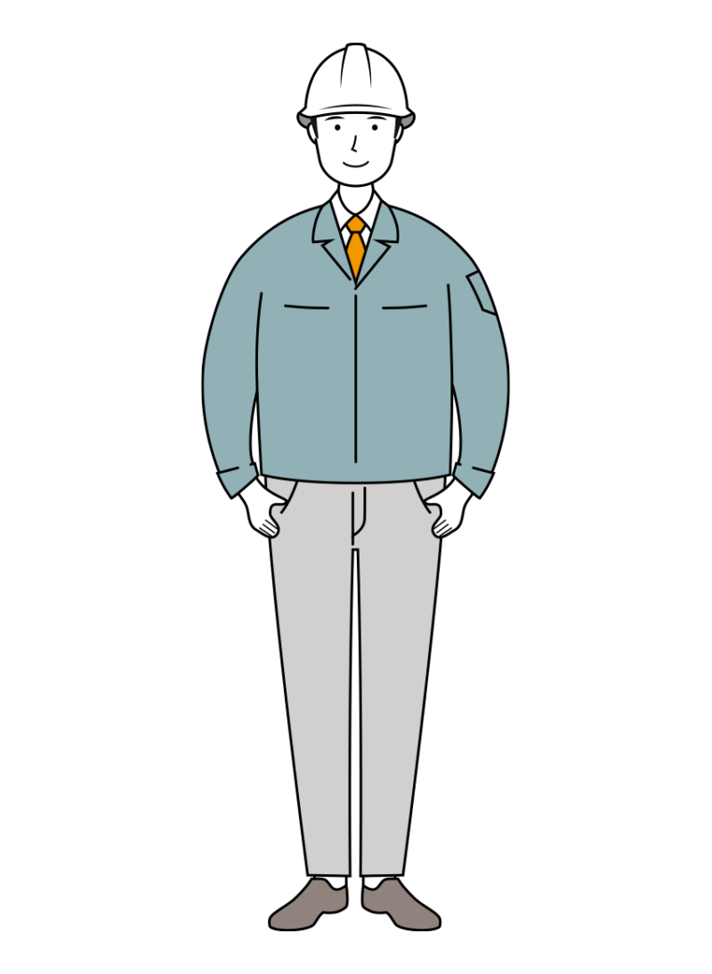 安全ヘルメット着用の現場作業員のイラスト-線画02-02