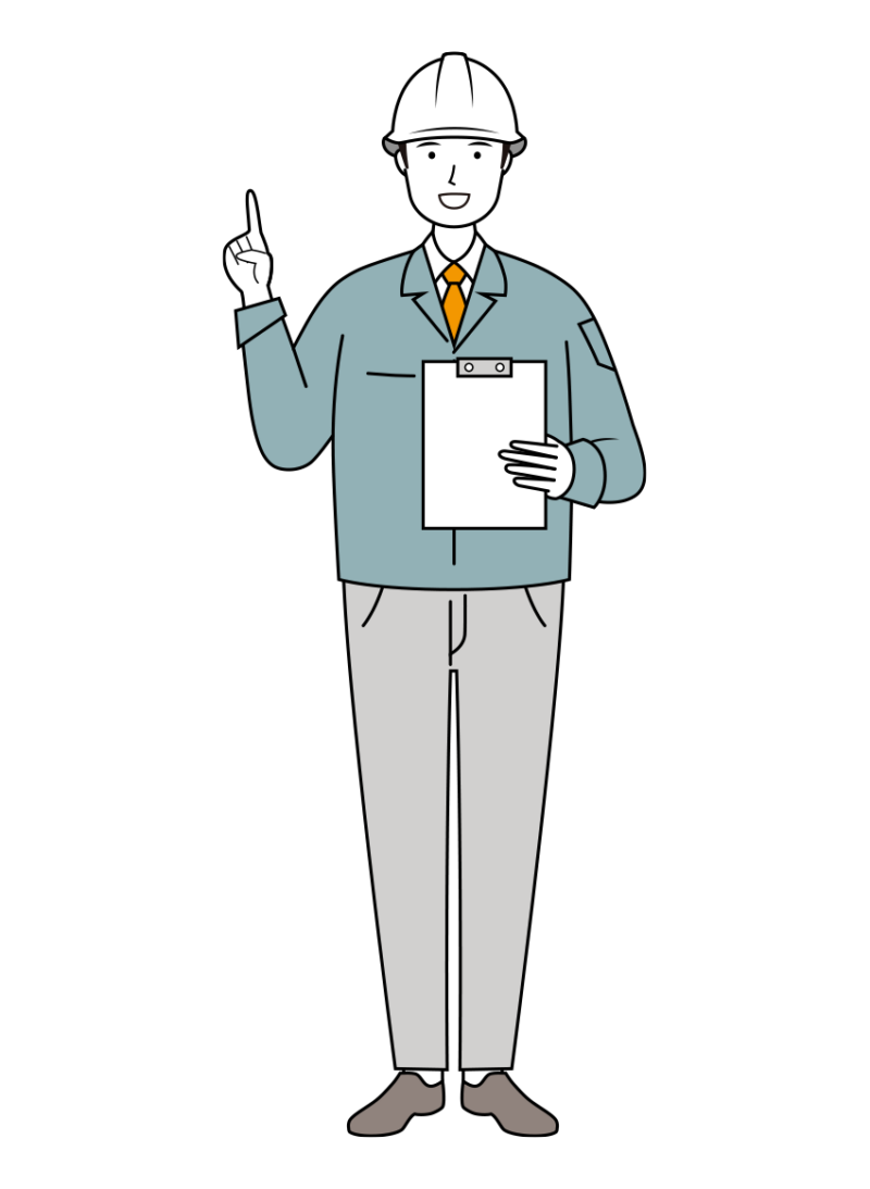 安全ヘルメット着用の現場作業員のイラスト-線画02-05