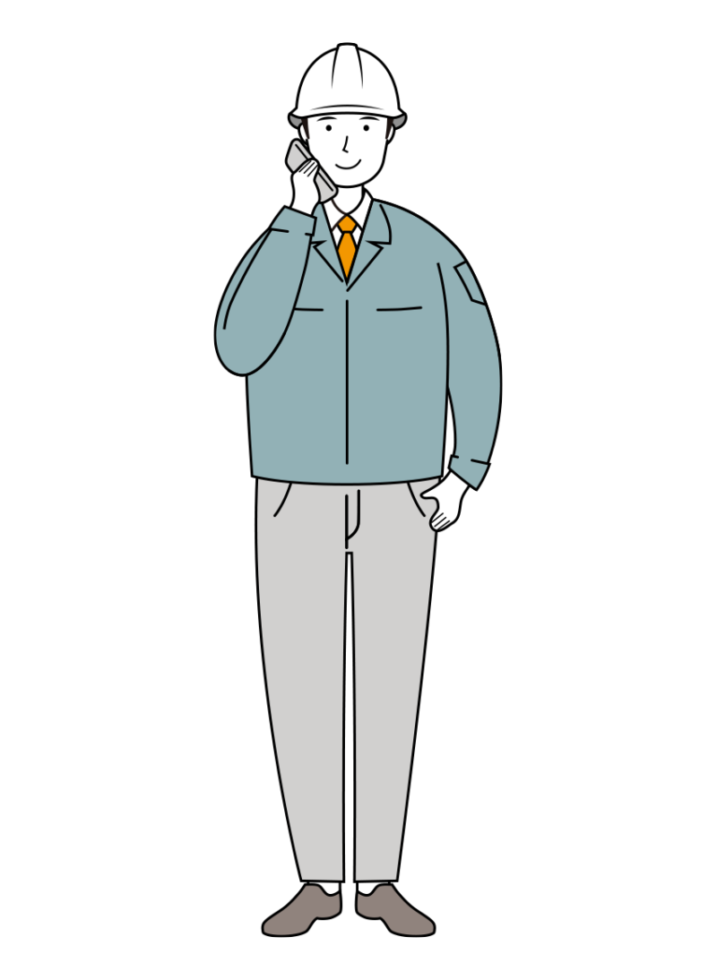 安全ヘルメット着用の現場作業員のイラスト-線画02-10