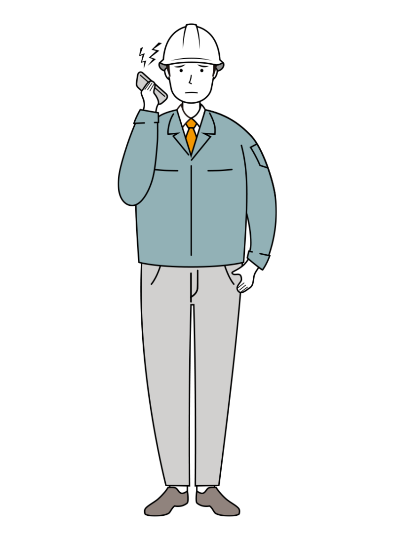 安全ヘルメット着用の現場作業員のイラスト-線画02-11