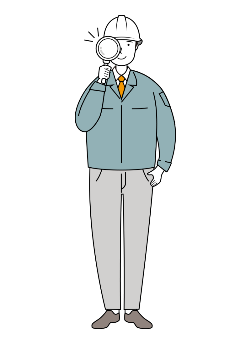 安全ヘルメット着用の現場作業員のイラスト-線画02-12