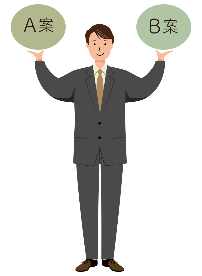 事業の提案をするビジネス男性のイラスト