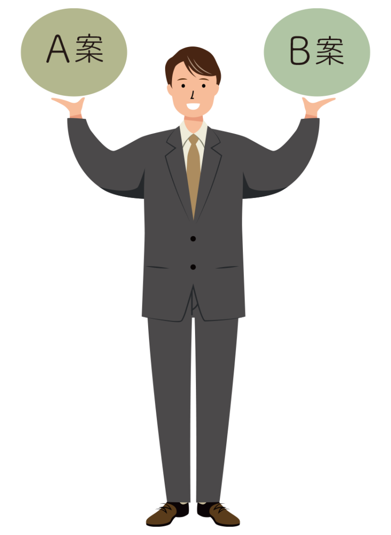 事業の提案をするビジネス男性のイラスト