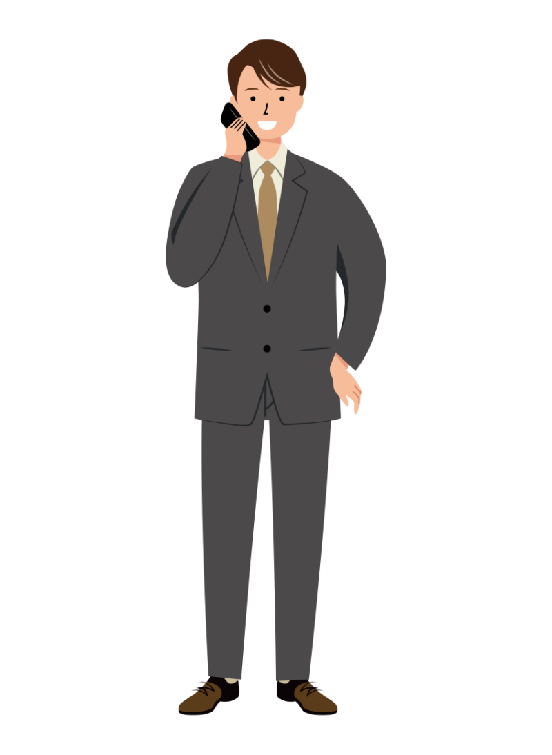 スマホで会話をするビジネス男性のイラスト