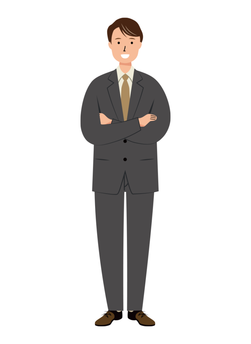 腕組みをしているサラリーマン男性のイラスト