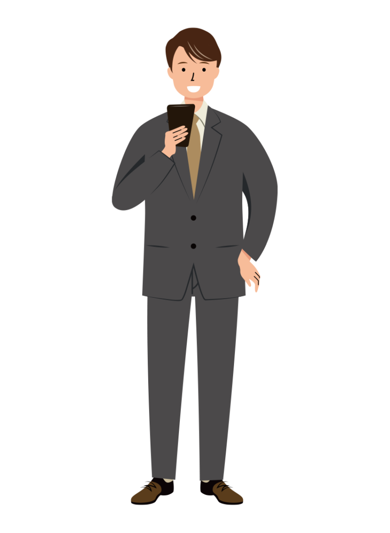 スマホを見ているビジネス男性のイラスト