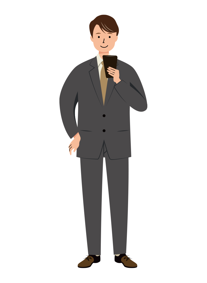 スマホを見ているビジネス男性のイラスト-02