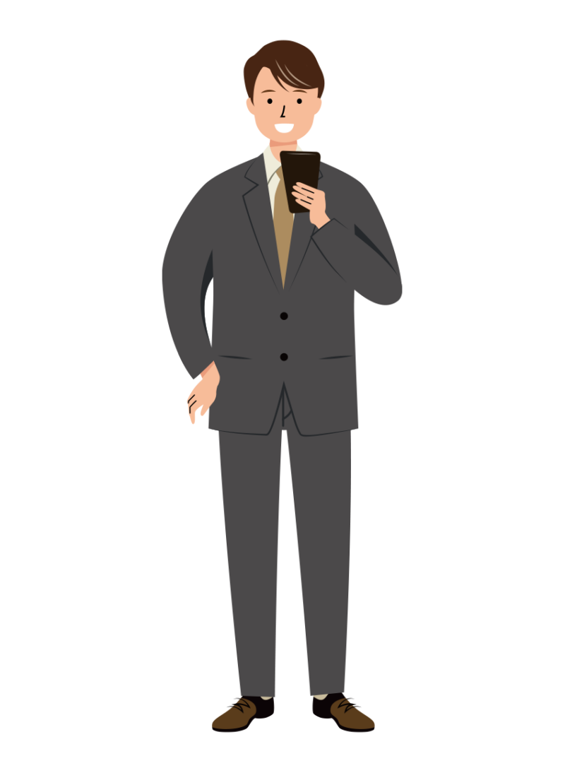 スマホを見ているビジネス男性のイラスト-02