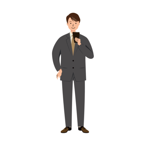 スマホを見ているビジネス男性のイラスト-02